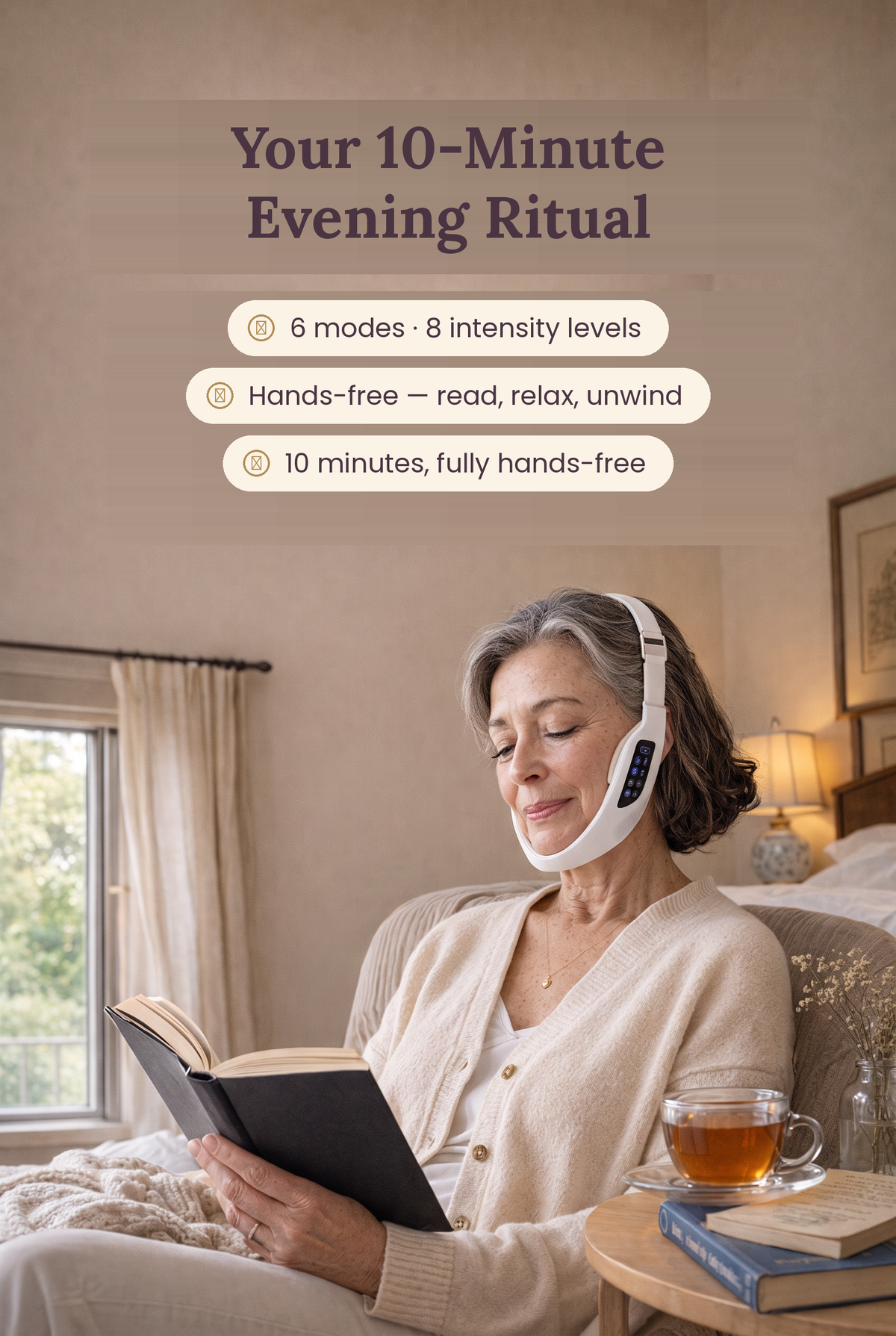 Your 10-minute evening ritual — 6 modes, 8 intensity levels