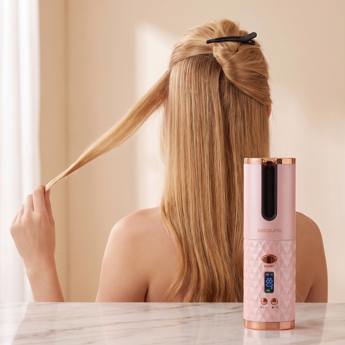 Step 1 — section your hair with the included clip
